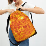 Flaming Sun Print Drawstring Backpack