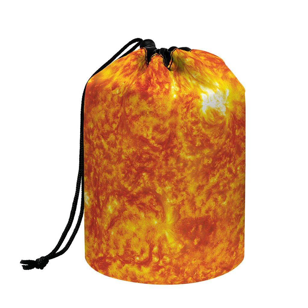 Flaming Sun Print Drawstring Makeup Bag