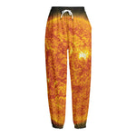 Flaming Sun Print Fleece Lined Knit Pants