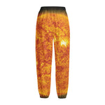 Flaming Sun Print Fleece Lined Knit Pants