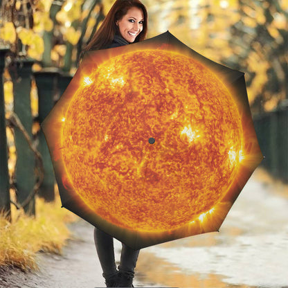 Flaming Sun Print Foldable Umbrella