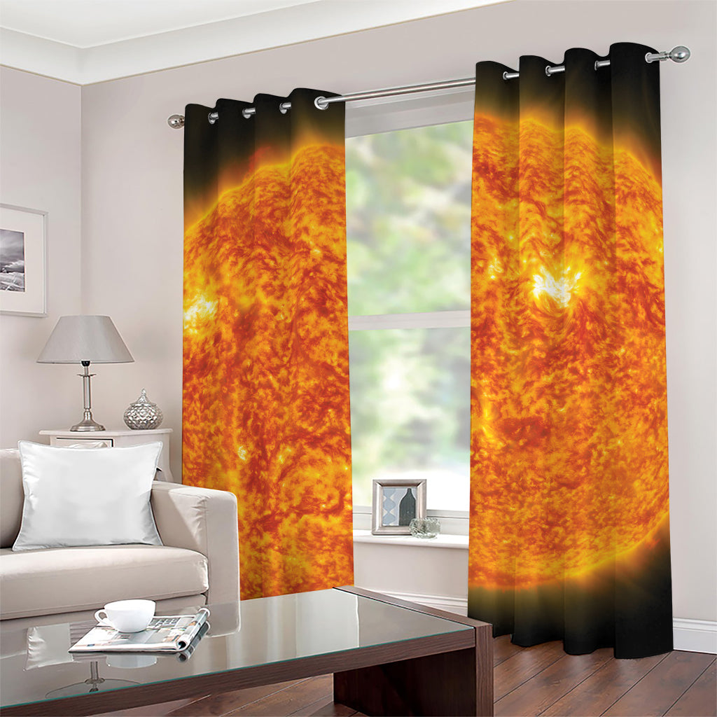 Flaming Sun Print Grommet Curtains