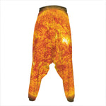 Flaming Sun Print Hammer Pants