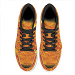 Flaming Sun Print High Top Leather Sneakers
