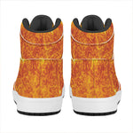 Flaming Sun Print High Top Leather Sneakers