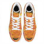 Flaming Sun Print High Top Leather Sneakers