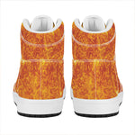 Flaming Sun Print High Top Leather Sneakers