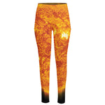 Flaming Sun Print High-Waisted Pocket Leggings