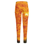 Flaming Sun Print High-Waisted Pocket Leggings