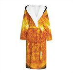 Flaming Sun Print Hooded Bathrobe