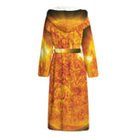 Flaming Sun Print Hooded Bathrobe