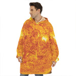 Flaming Sun Print Hoodie Blanket