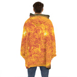 Flaming Sun Print Hoodie Blanket