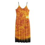 Flaming Sun Print Jersey Midi Cami Dress