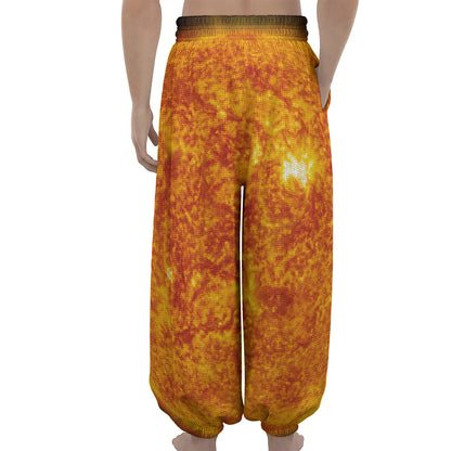 Flaming Sun Print Lantern Pants
