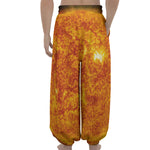 Flaming Sun Print Lantern Pants