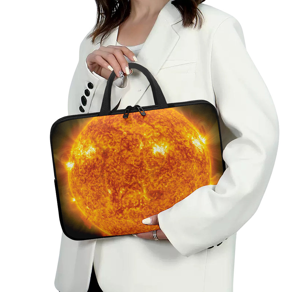 Flaming Sun Print Laptop Sleeve With Handle