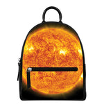 Flaming Sun Print Leather Backpack