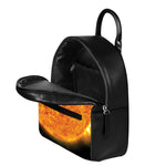 Flaming Sun Print Leather Backpack