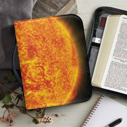 Flaming Sun Print Leather Bible Cover