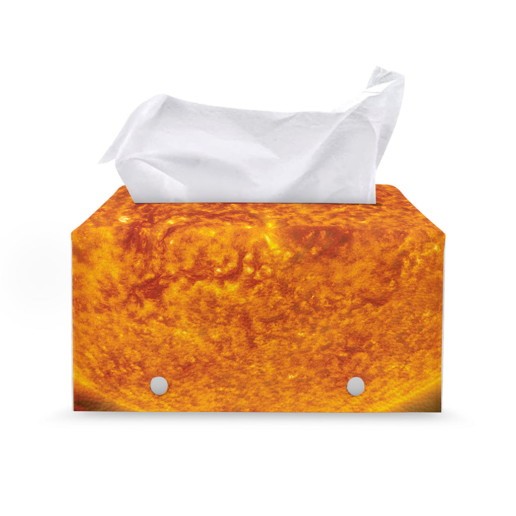 Flaming Sun Print Leather Tissue Box Cover