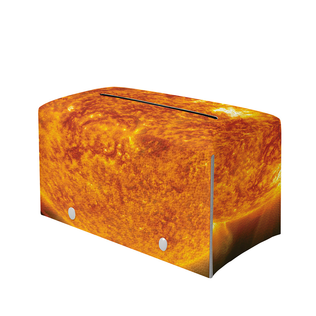 Flaming Sun Print Leather Tissue Box Cover