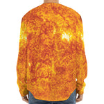 Flaming Sun Print Long Sleeve Baseball Jersey