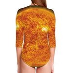 Flaming Sun Print Long Sleeve Swimsuit
