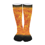Flaming Sun Print Long Socks