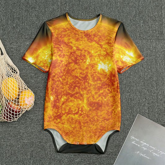 Flaming Sun Print Men's Bodysuit