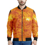 Flaming Sun Print Men's Bomber Jacket