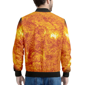 Flaming Sun Print Men's Bomber Jacket