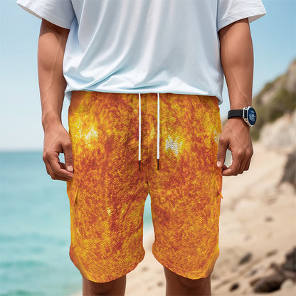 Flaming Sun Print Men's Cargo Shorts