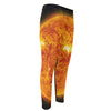 Flaming Sun Print Men's Compression Pants