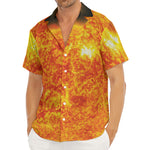 Flaming Sun Print Men's Deep V-Neck Shirt