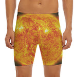 Flaming Sun Print Men's Long Boxer Briefs