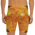 Flaming Sun Print Men's Long Boxer Briefs