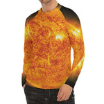 Flaming Sun Print Men's Long Sleeve Rash Guard