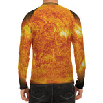 Flaming Sun Print Men's Long Sleeve Rash Guard