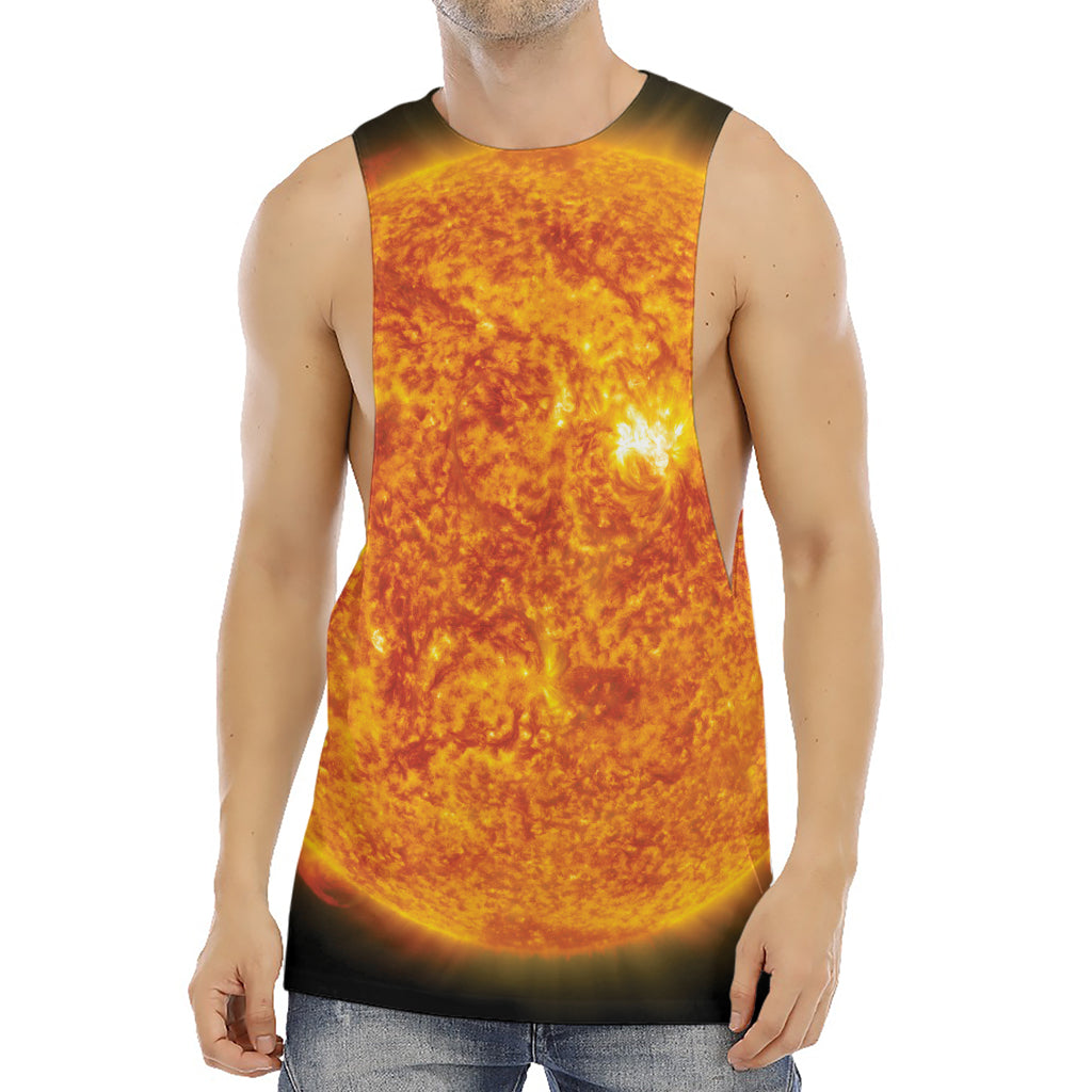 Flaming Sun Print Men's Muscle Tank Top