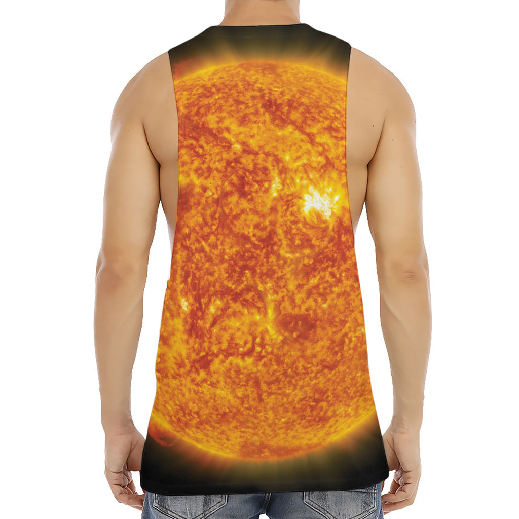 Flaming Sun Print Men's Muscle Tank Top