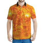 Flaming Sun Print Men's Polo Shirt