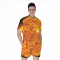 Flaming Sun Print Men's Romper