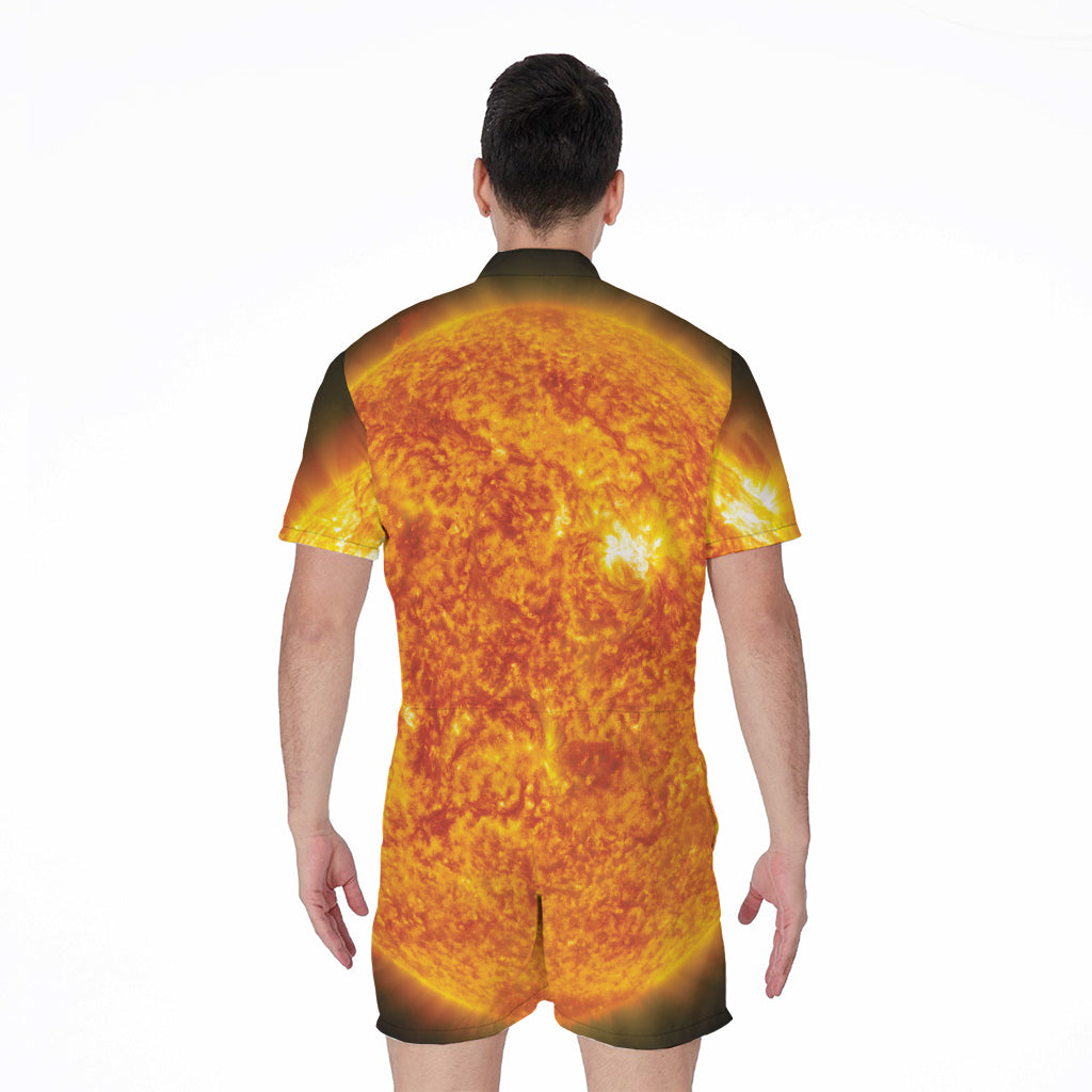 Flaming Sun Print Men's Rompers