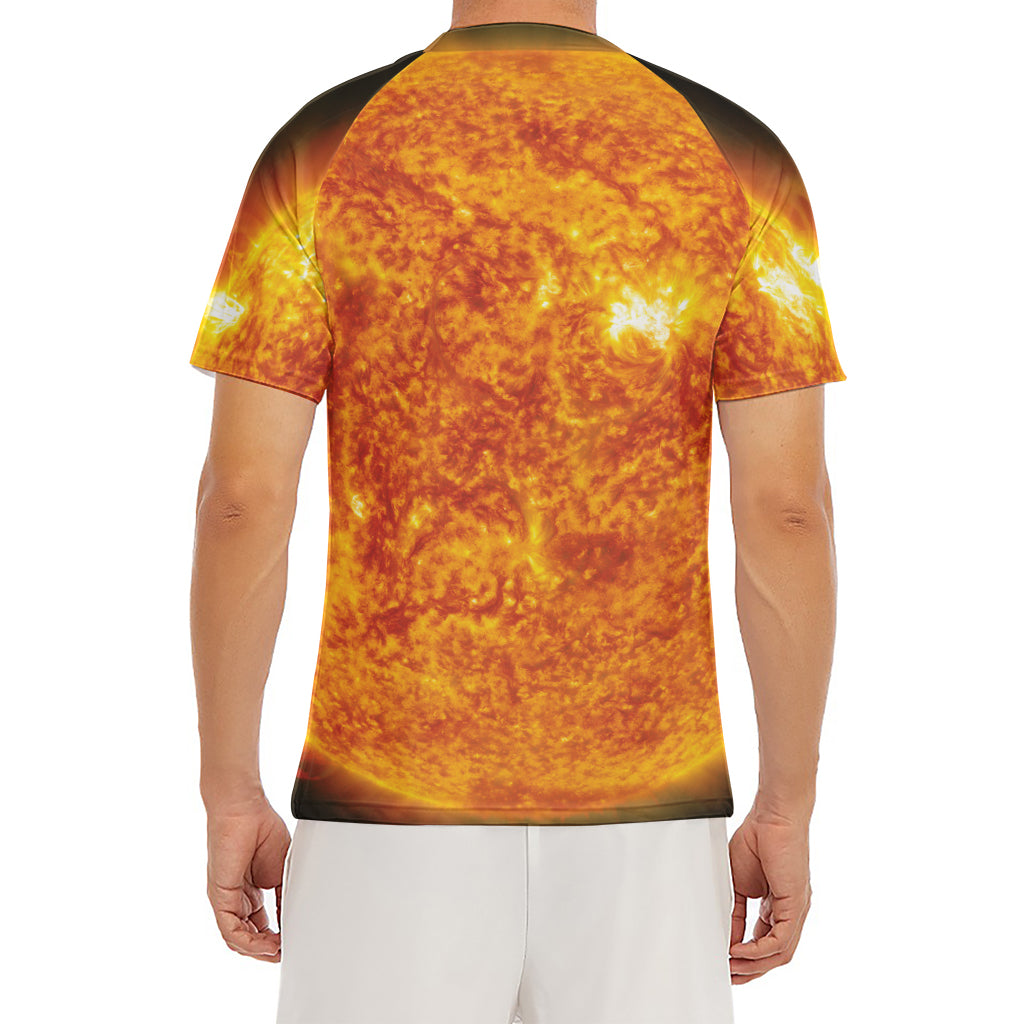Flaming Sun Print Men's Short Sleeve Rash Guard