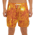 Flaming Sun Print Men's Split Running Shorts