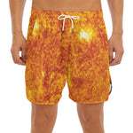 Flaming Sun Print Men's Split Running Shorts