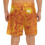 Flaming Sun Print Men's Split Running Shorts