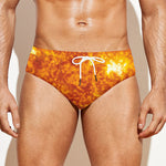 Flaming Sun Print Men's Swim Briefs