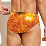 Flaming Sun Print Men's Swim Briefs